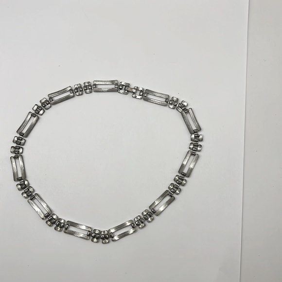 Napier Silver Chain Necklace 60s Block Link Choker Necklace Collectible - Picture 9 of 9